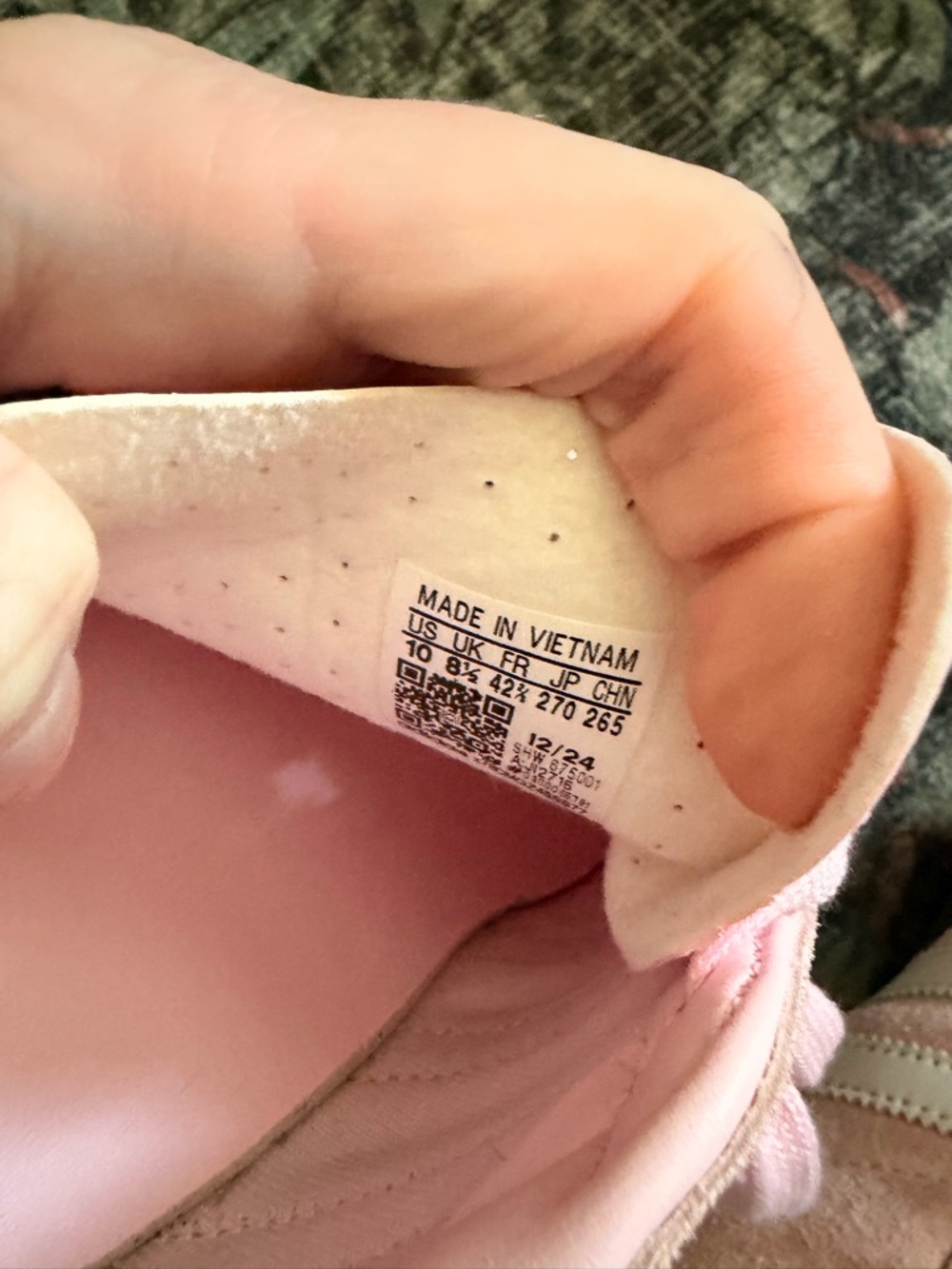 adidas Gazelle Women's Blush Pink Suede Sneakers with White Stripes - Picture 9 of 12